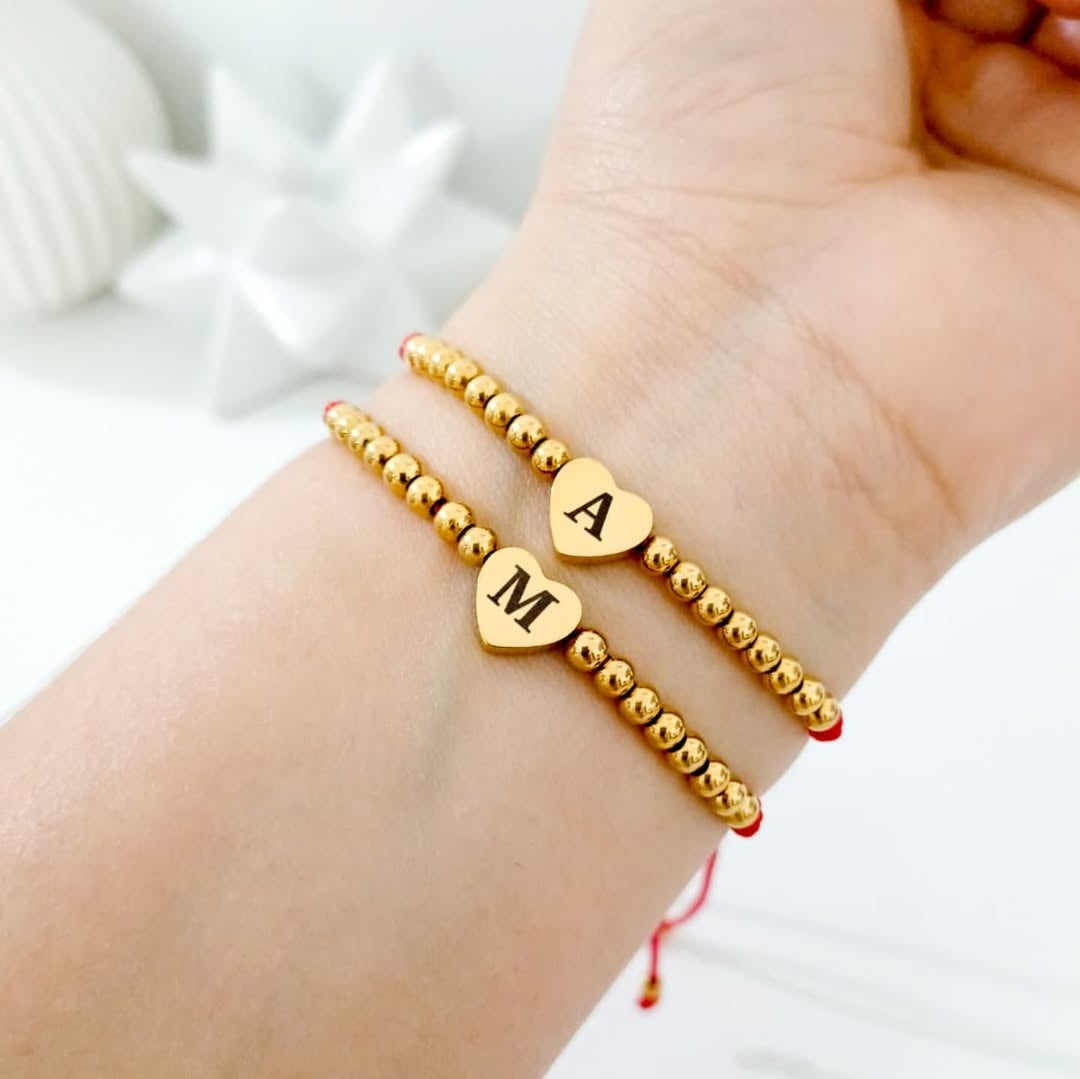Duo de pulsera corazón inicial