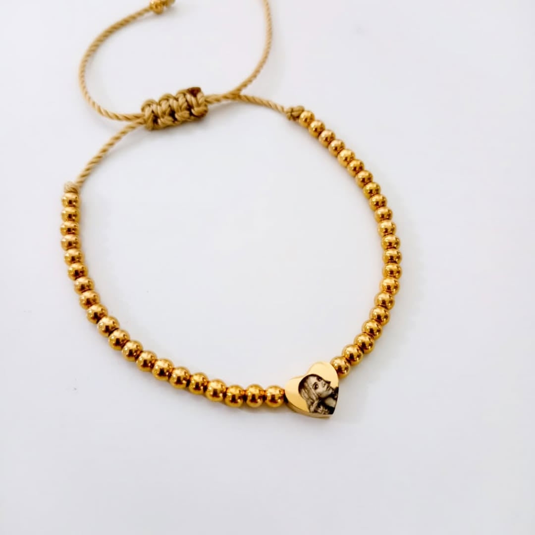 Pulsera con dije corazón transversal con foto