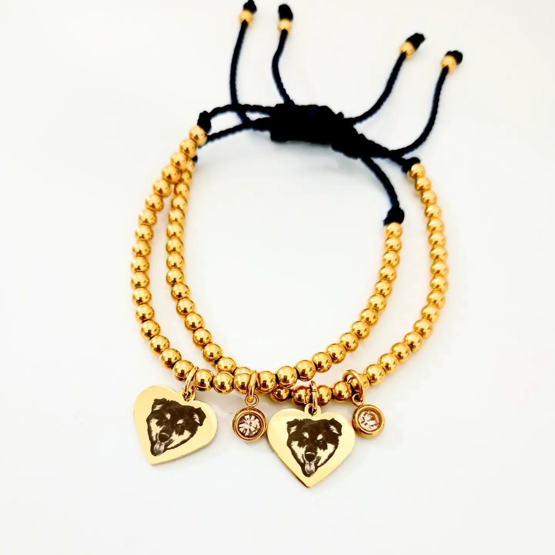 Pulsera dije corazón colgante con foto