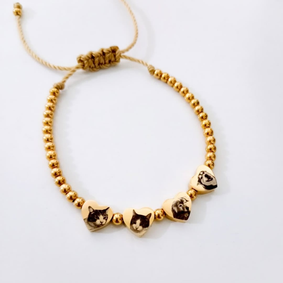 Pulsera con dije corazón transversal con foto