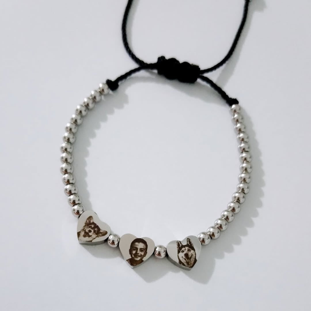 Pulsera con dije corazón transversal con foto