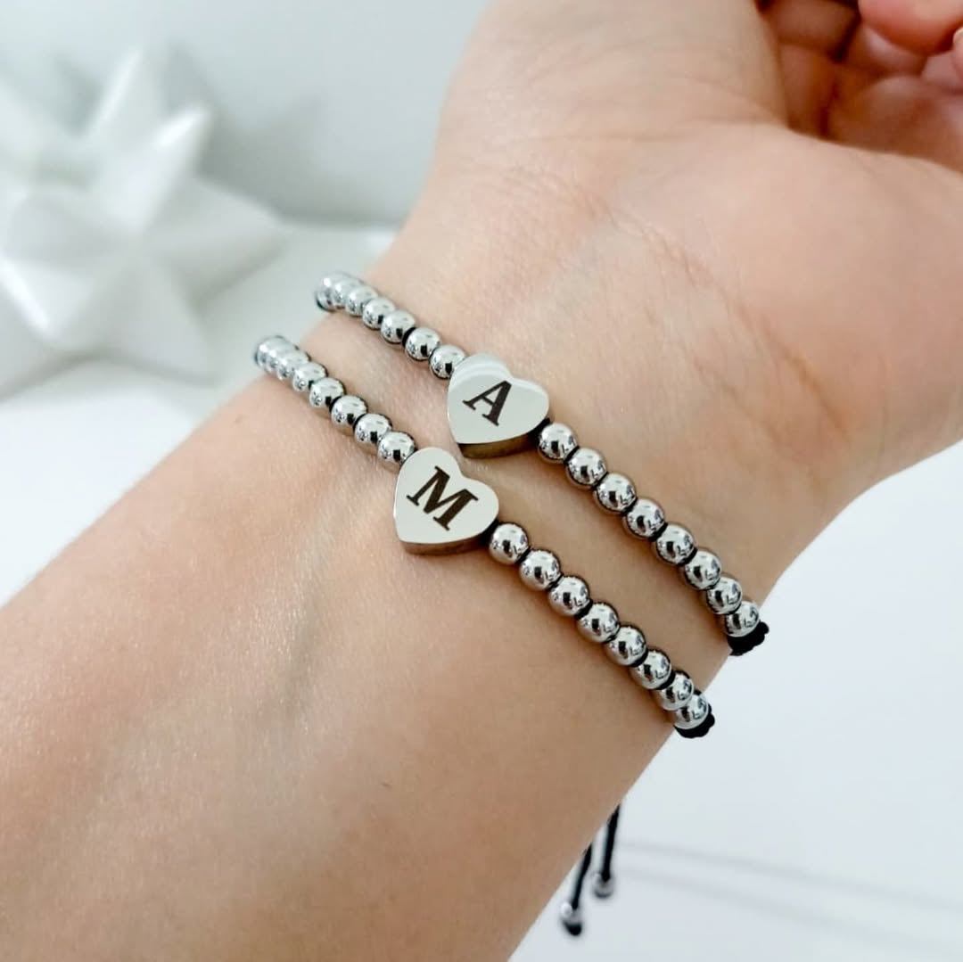 Duo de pulsera corazón inicial