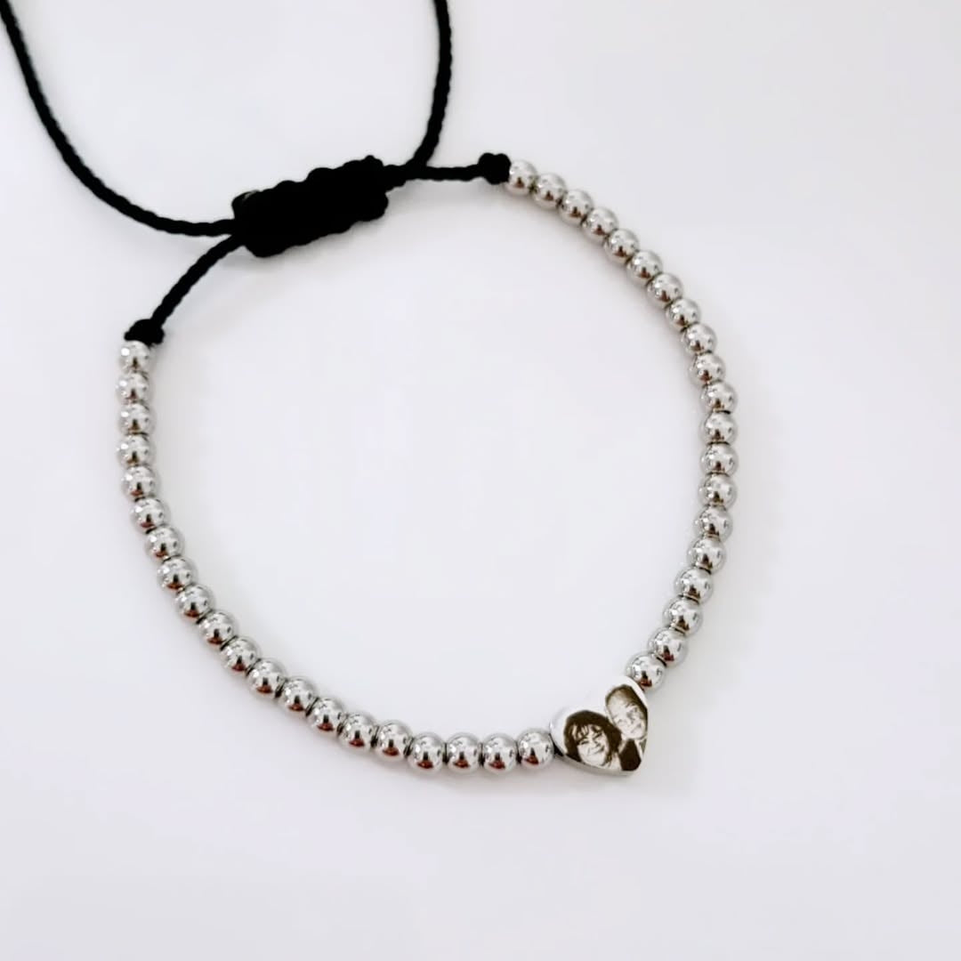 Pulsera con dije corazón transversal con foto