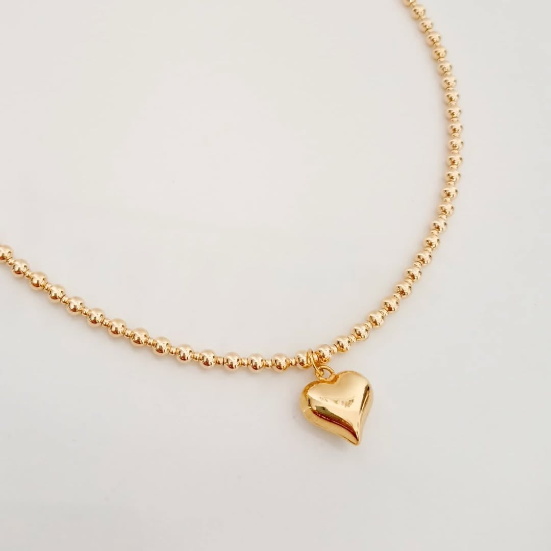 Choker ojitos, collar dorado corazón, collar azul corazón ojito y collar herradura (piezas por separado)