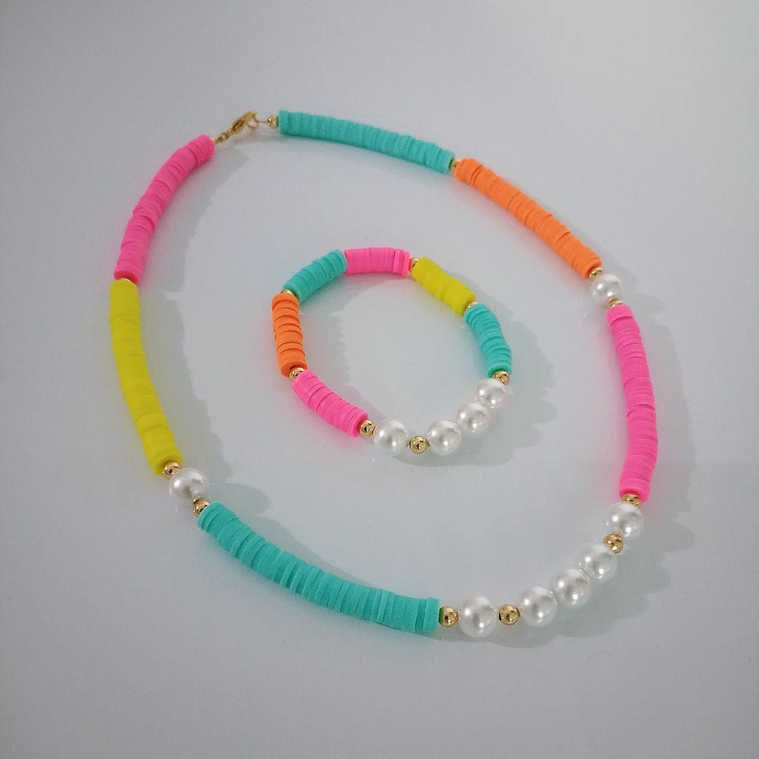 Collar y Pulsera colores perlas (piezas por separado)