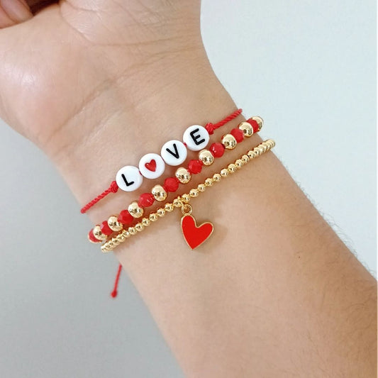 Set de tres pulseras love