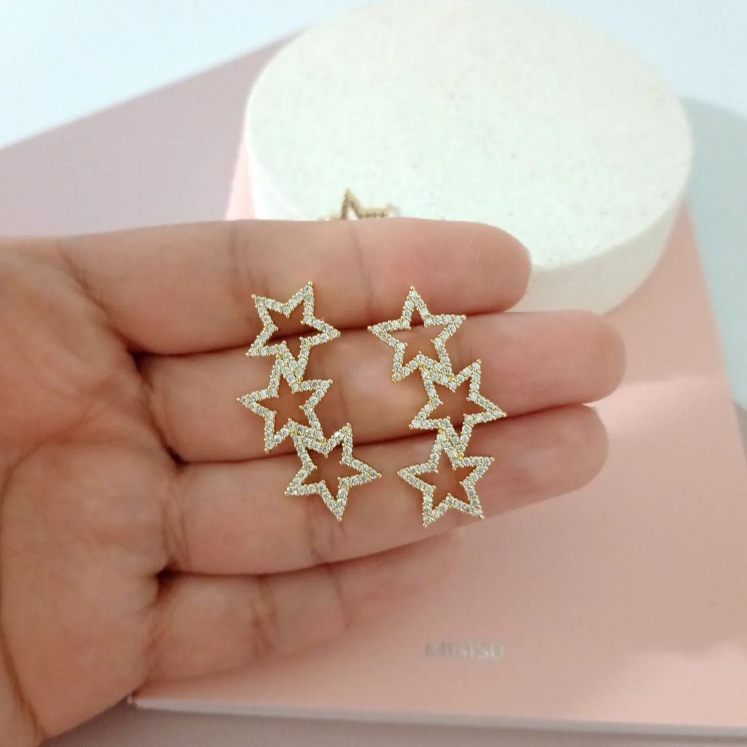 Arete tres estrellas zirconias