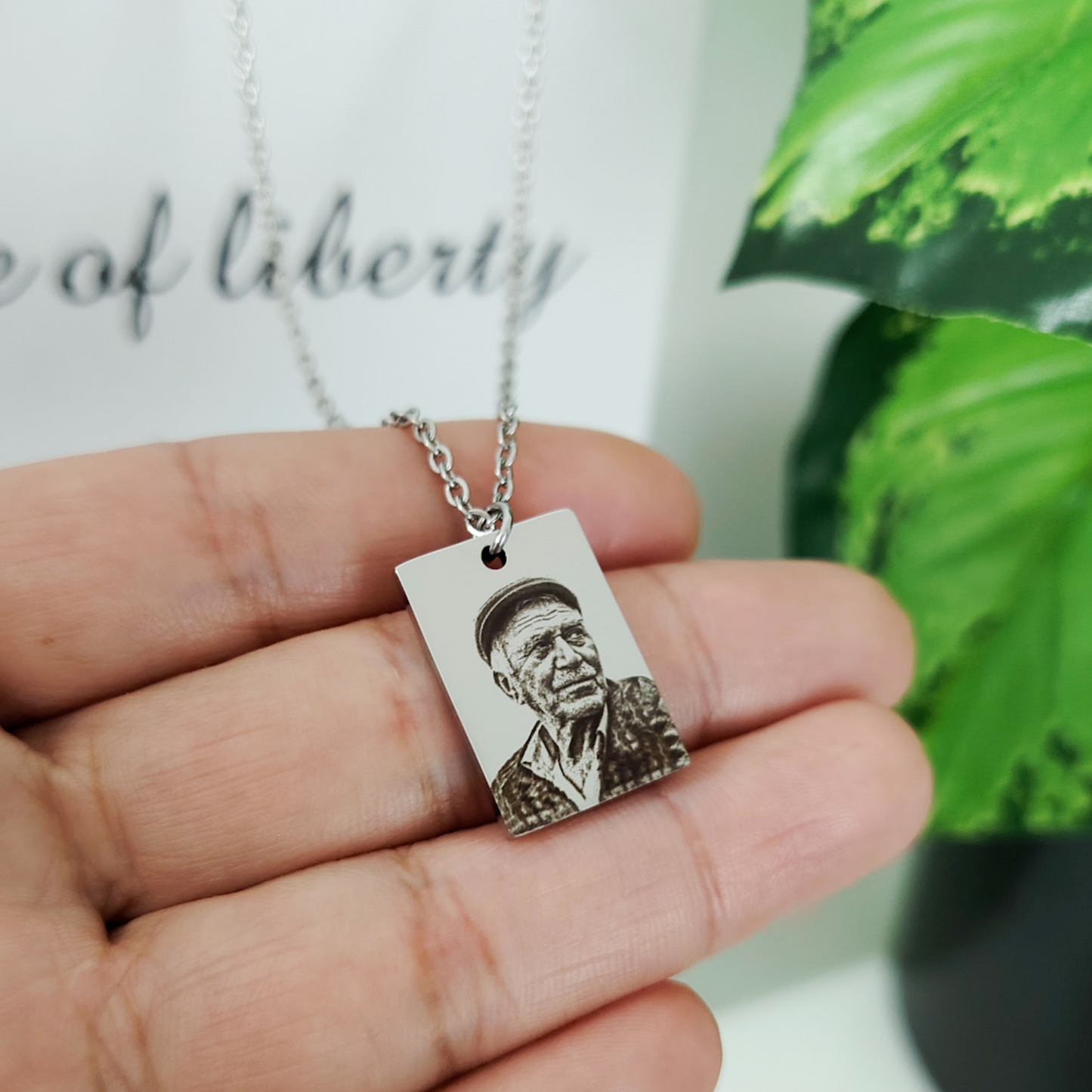 Collar dije cuadrado con foto