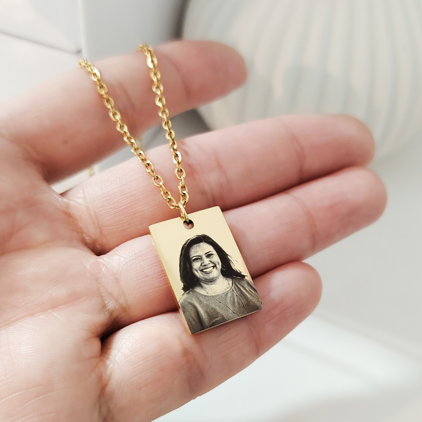 Collar dije cuadrado con foto