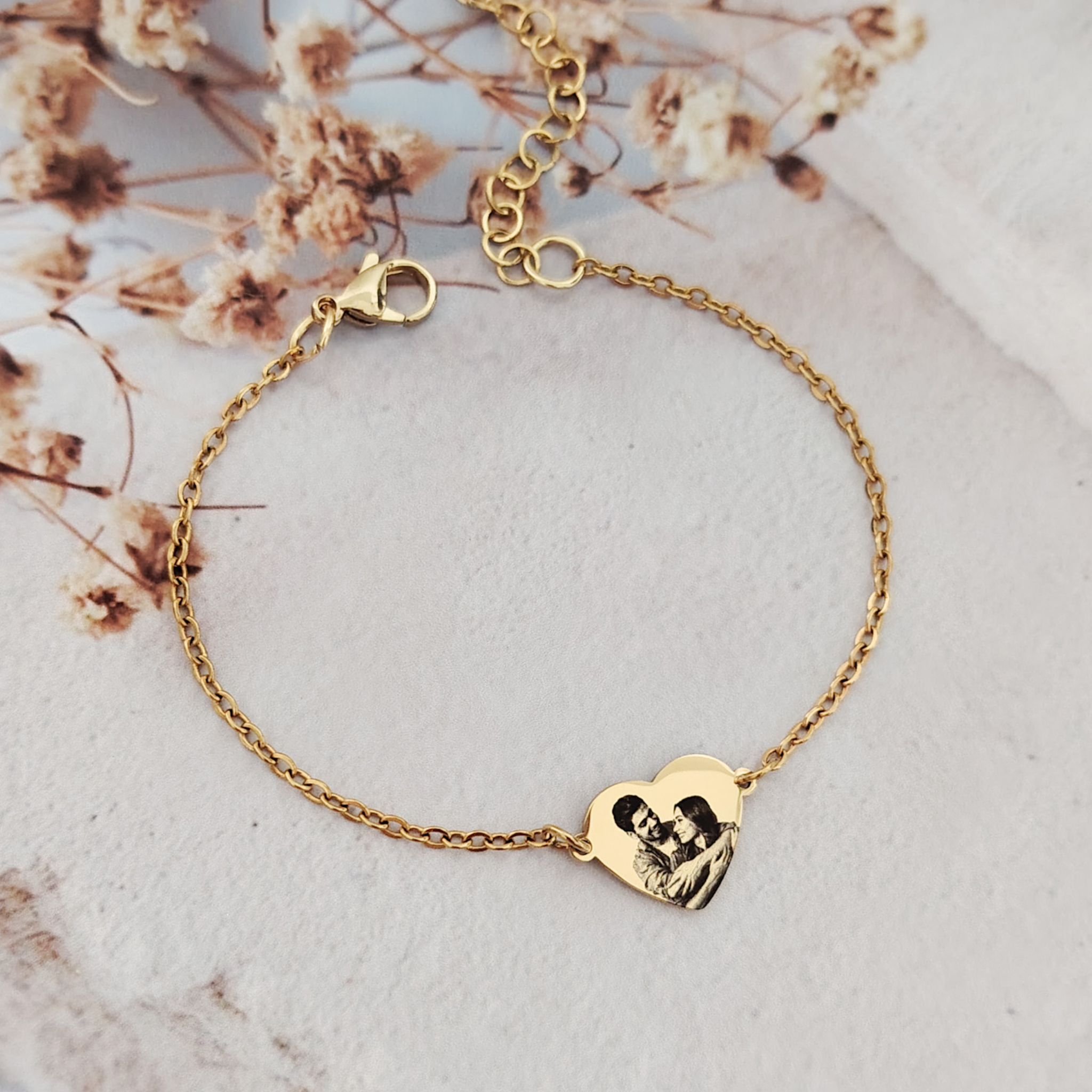 Pulsera conector corazón con foto