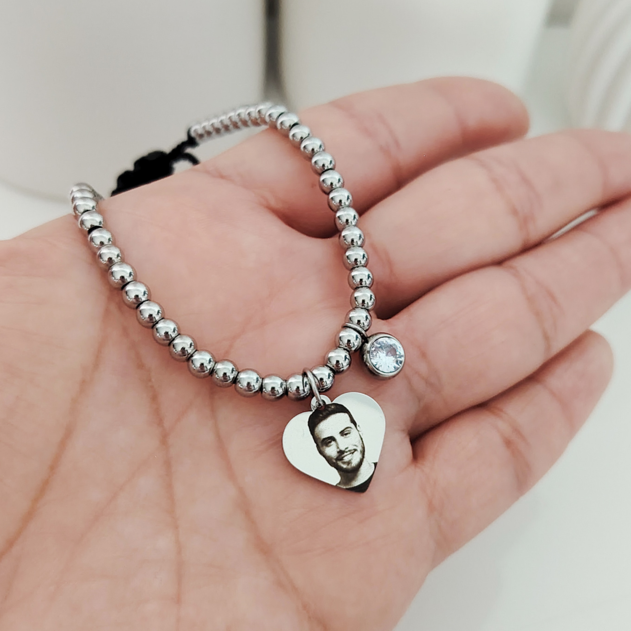 Pulsera dije corazón con foto