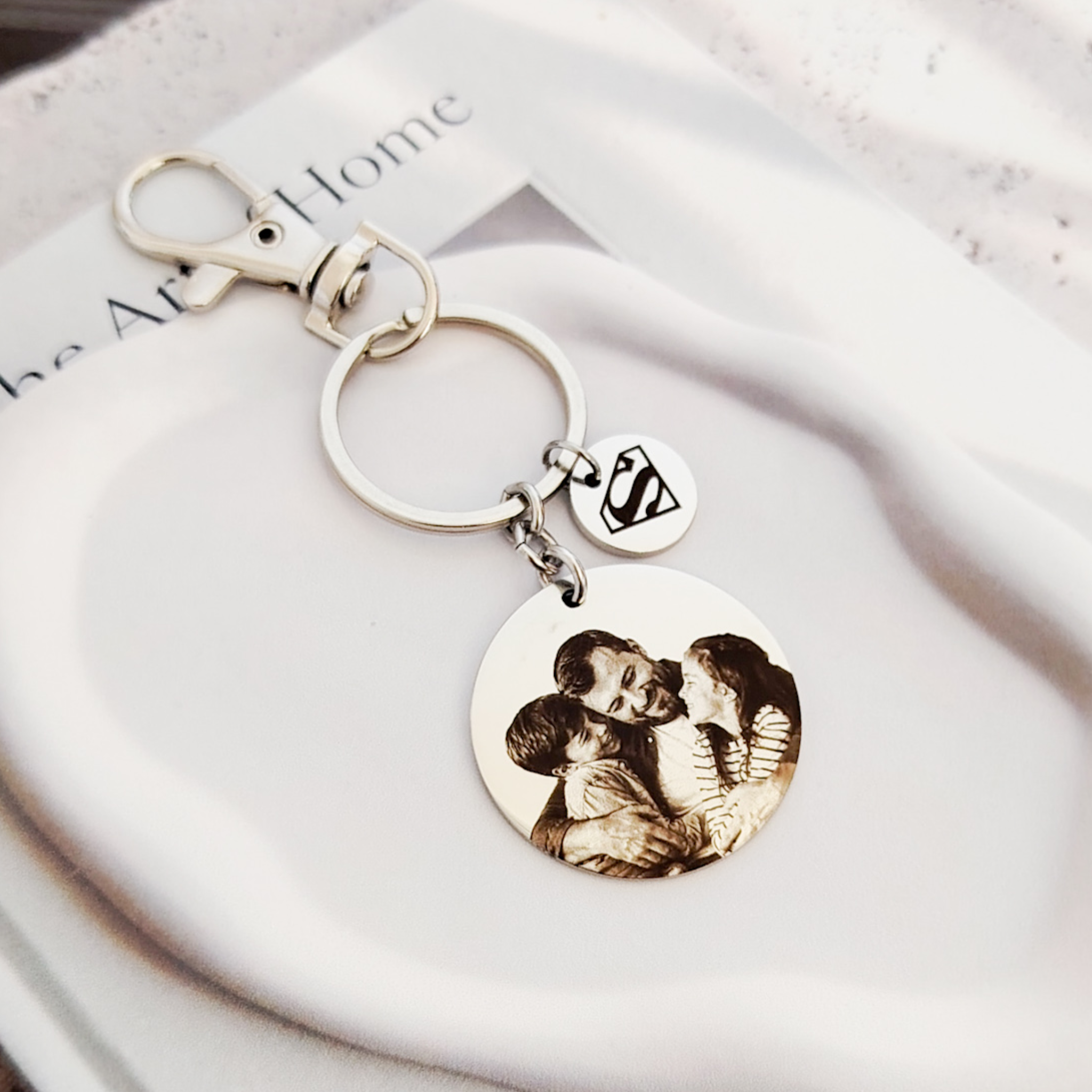 Llavero doble medalla con foto y figura personalizada