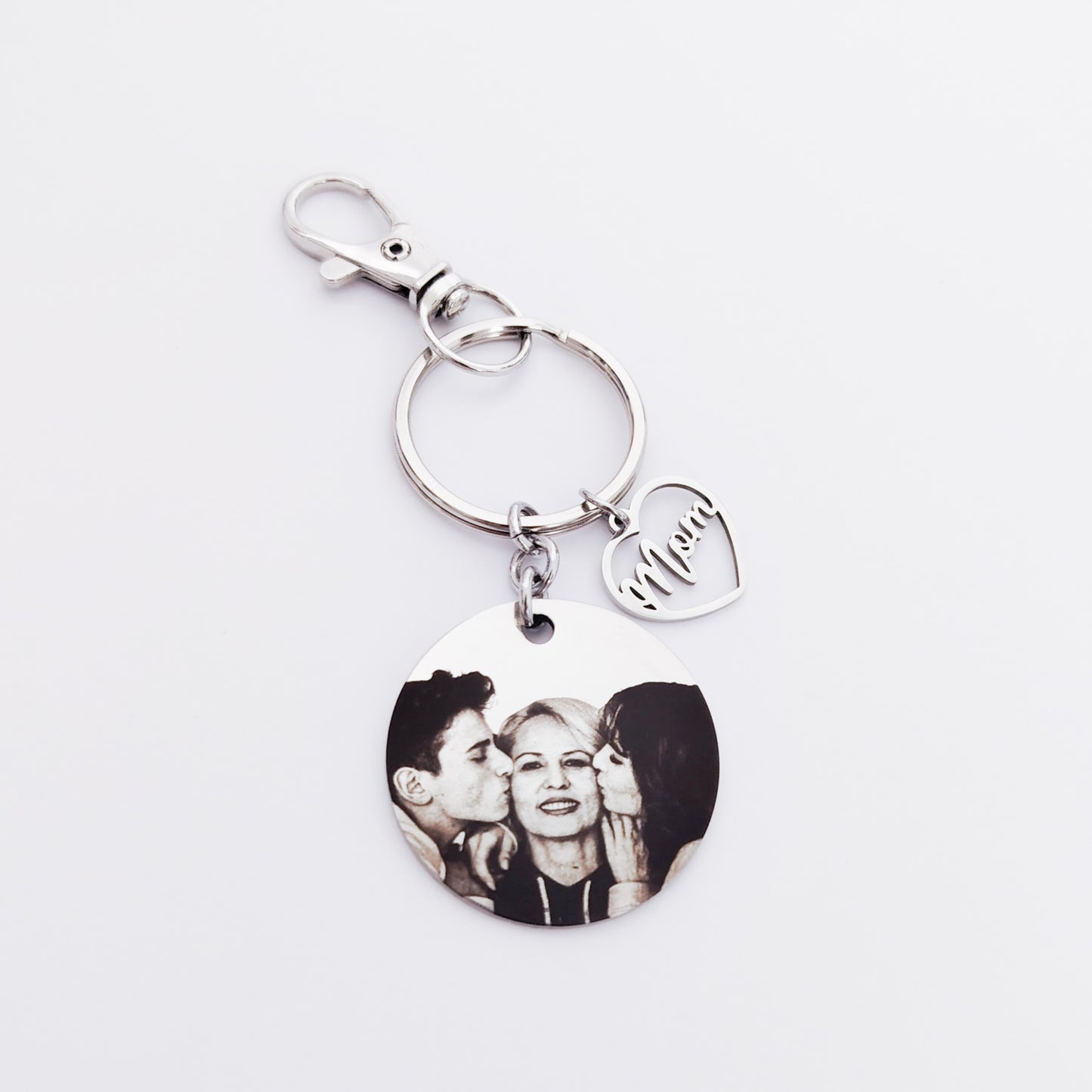 Llavero medalla con foto y dije mom