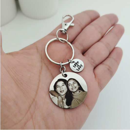 Llavero medalla con foto y dije love