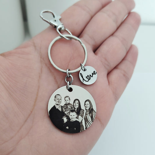 Llavero medalla con foto y dije love