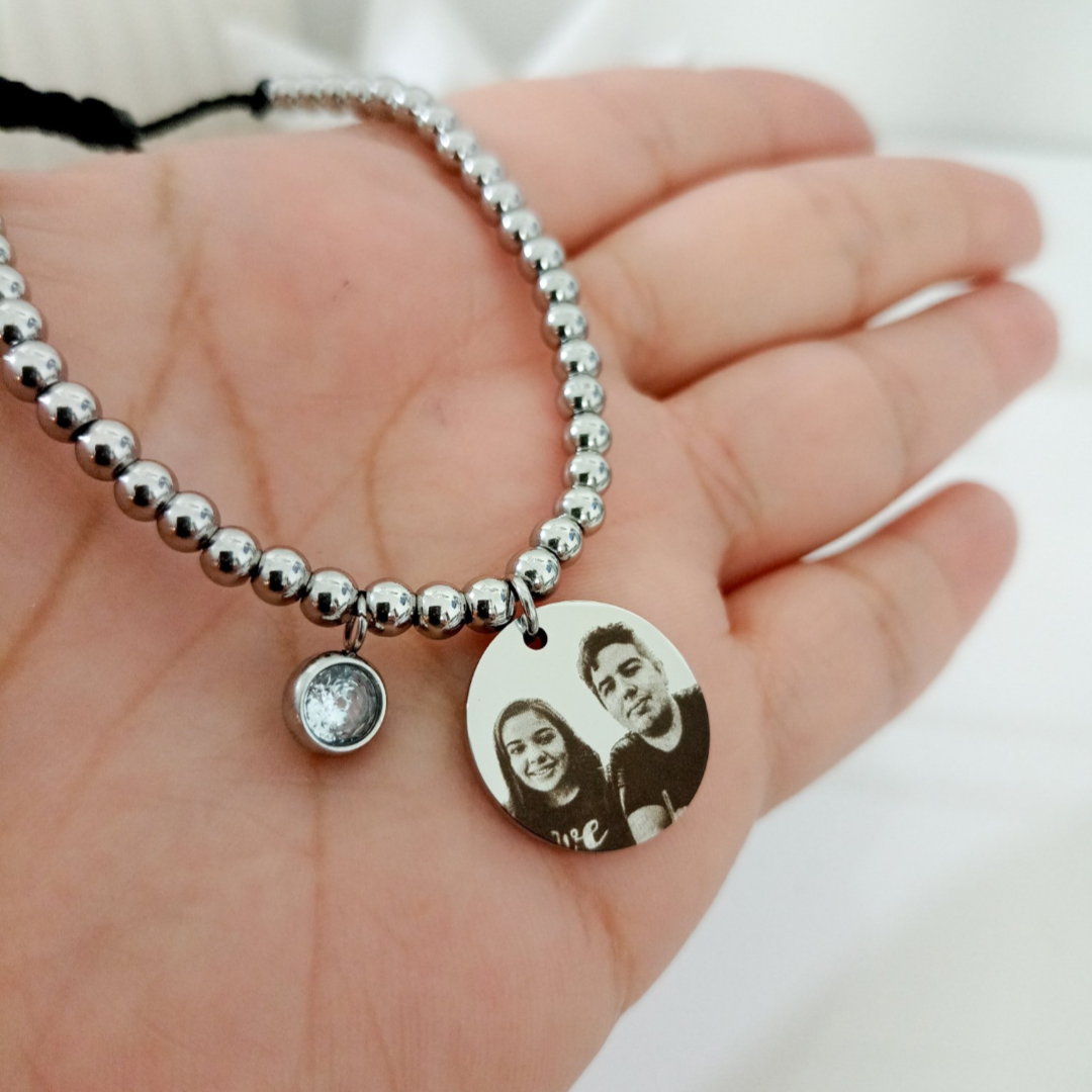 Pulsera dije medalla grande con foto