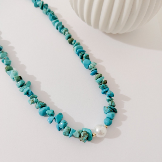 Collar piedra turquesa con perla