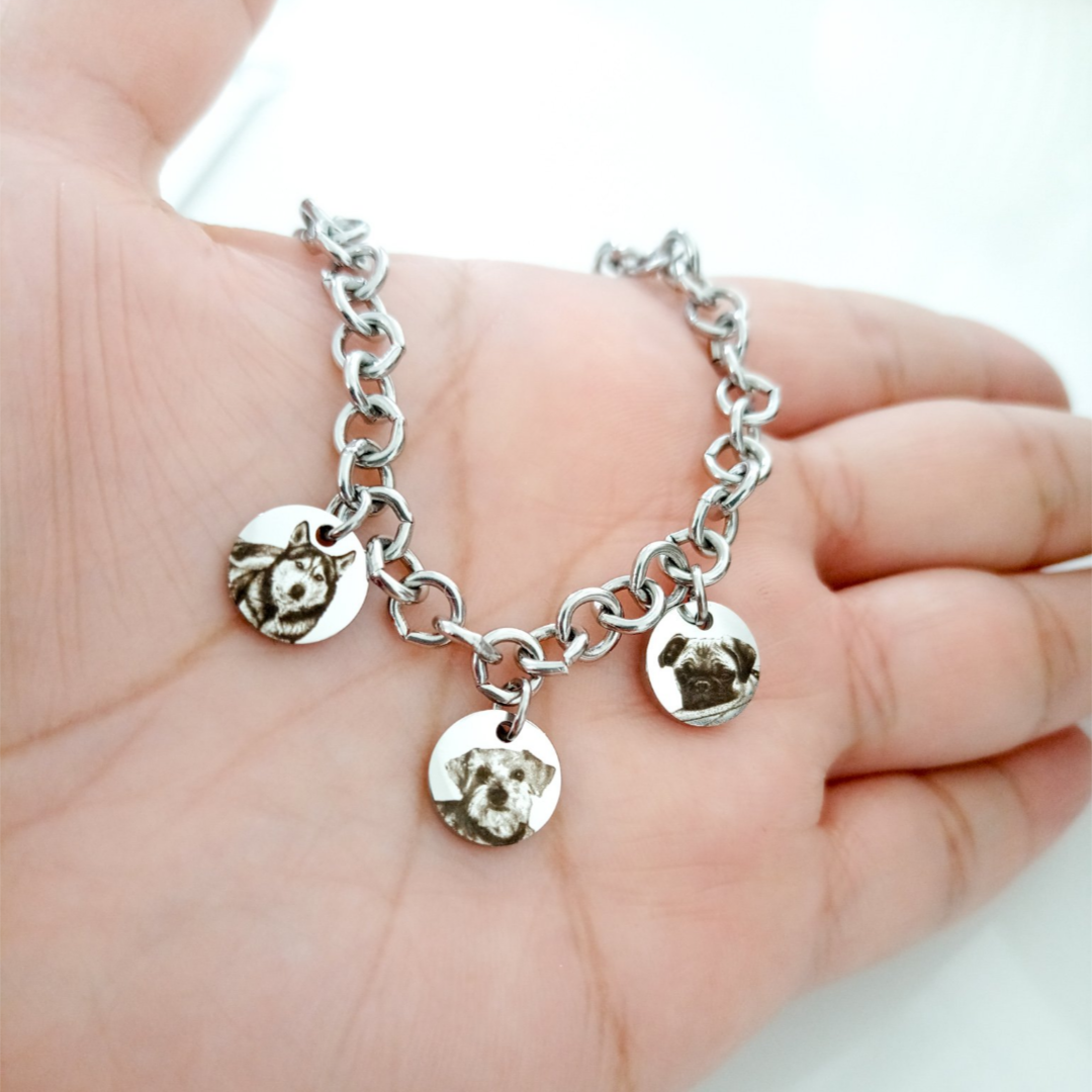 Pulsera dije medalla chica con foto