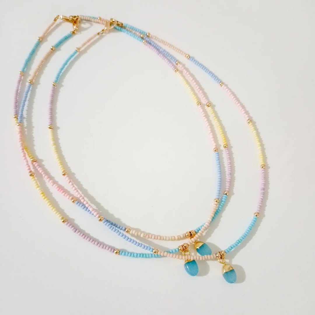 Collar colores piedra azul