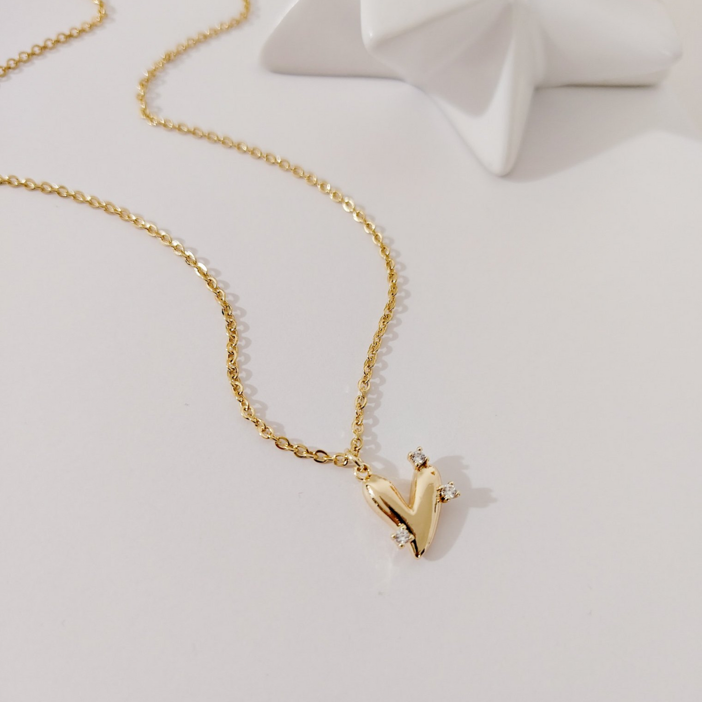 Collar dije corazón con zirconias