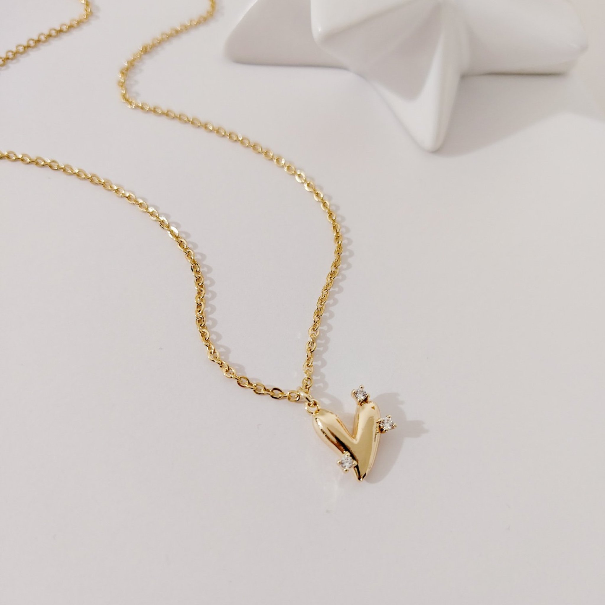 Collar dije corazón con zirconias