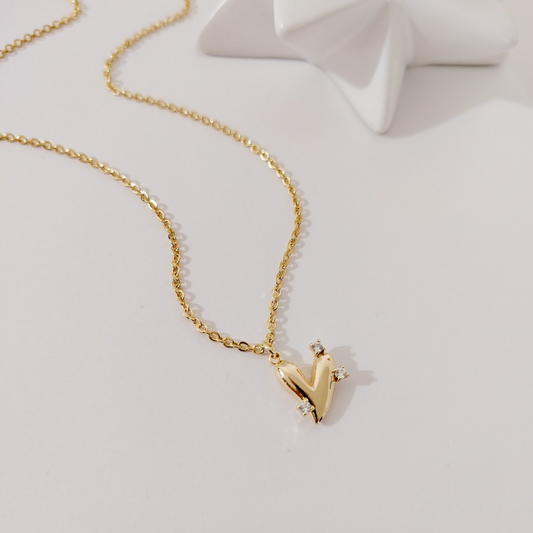 Collar dije corazón con zirconias