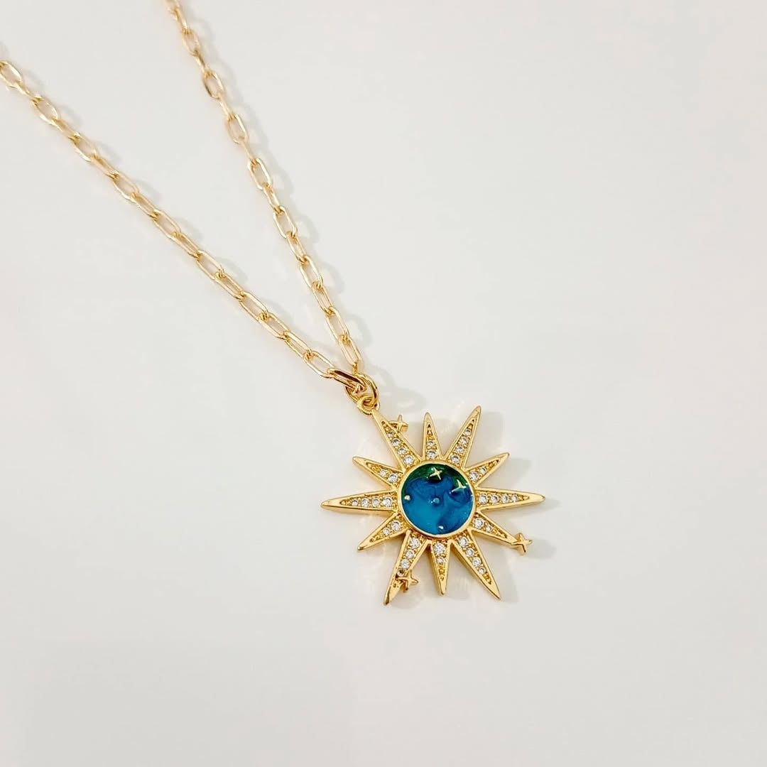 Collar turquesa y collar dije estrella cósmica (piezas por separado)