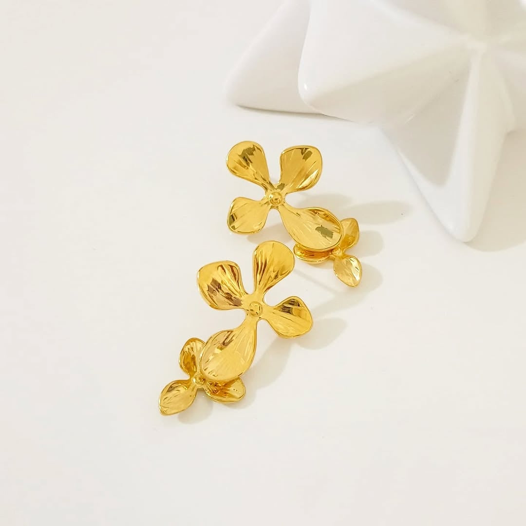 Arete doble flor en acero inoxidable