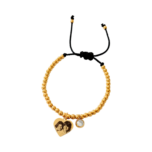 Pulsera dije corazón colgante con foto