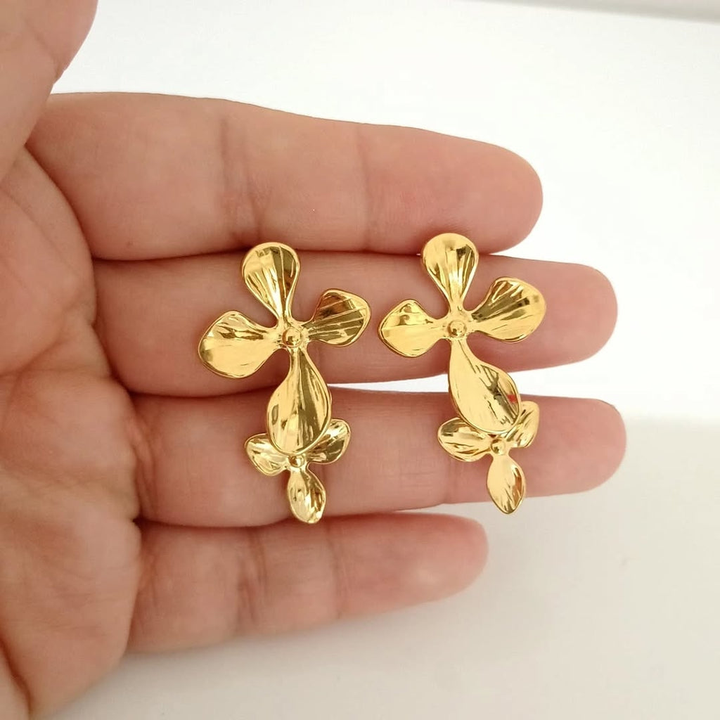 Arete doble flor en acero inoxidable