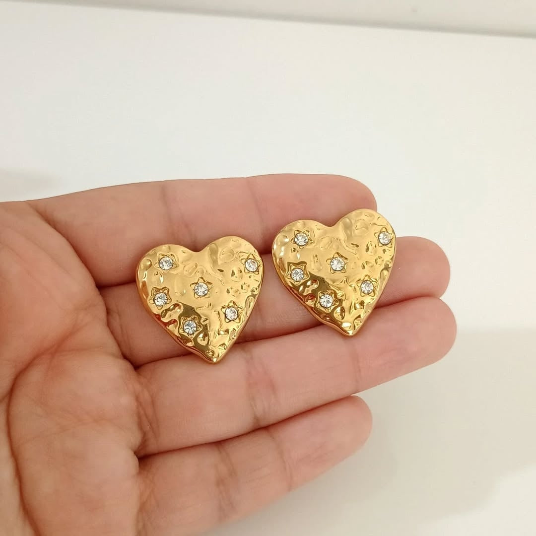 Arete corazon estrellitas zirconias