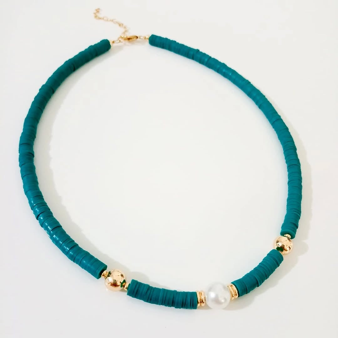 Collar turquesa y collar dije estrella cósmica (piezas por separado)