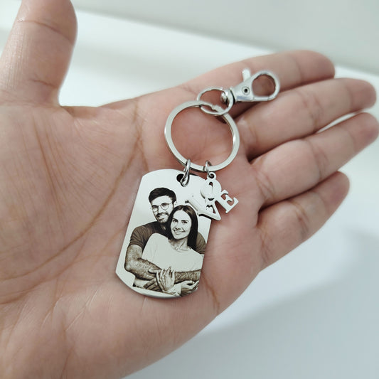 Llavero placa militar con dije love