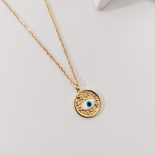 Collar dije moneda ojo