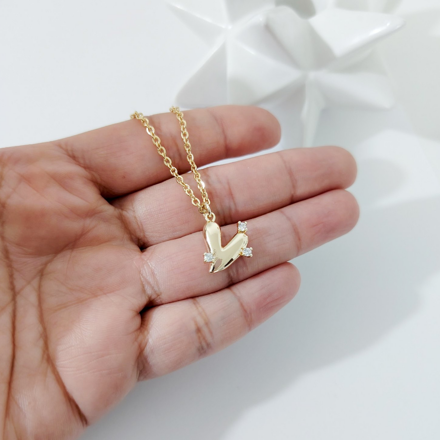 Collar dije corazón con zirconias