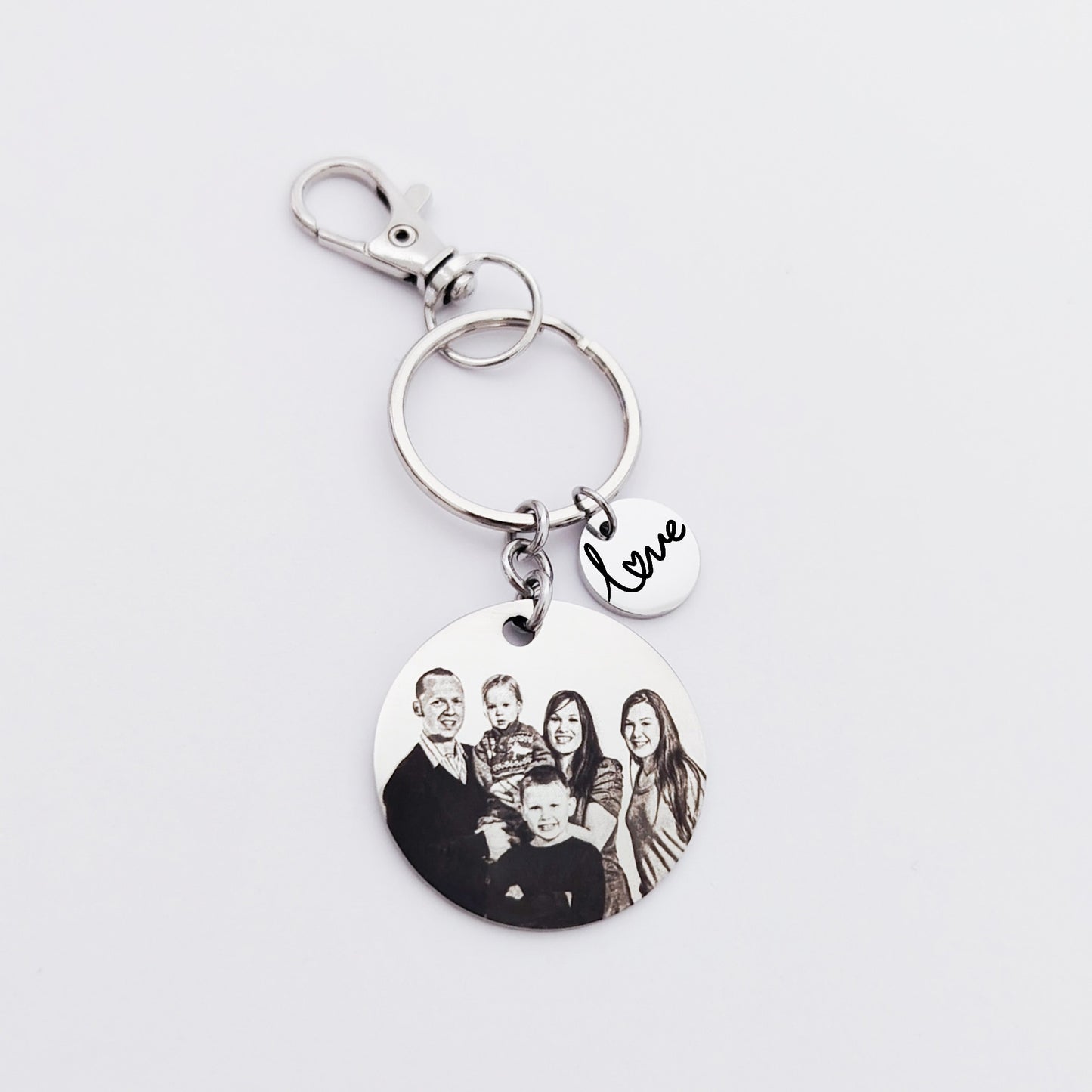 Llavero medalla con foto y dije love