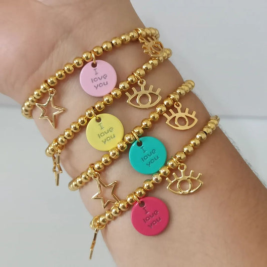 Pulseras monedas colores