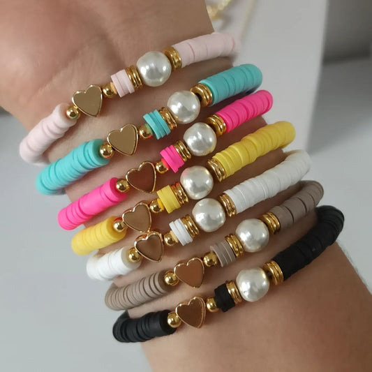 Pulseras perla corazon